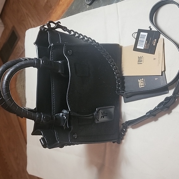 Frye Demi Mini Leather Satchel with calf hair on the front. - Picture 2 of 12